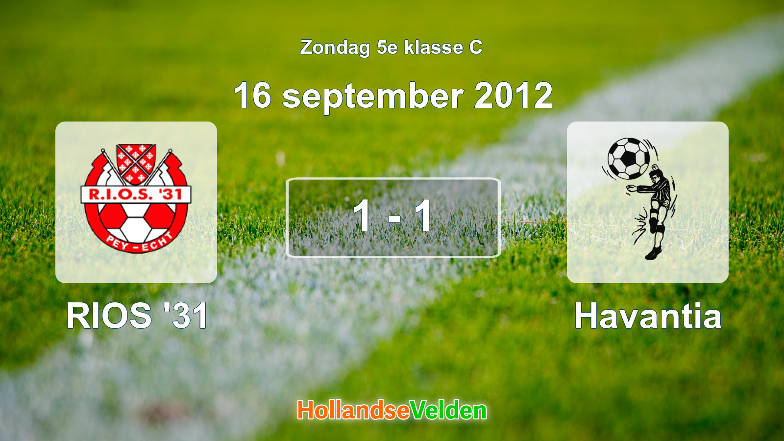 Gespeelde wedstrijd: RIOS '31 - Havantia 1 - 1 (16 september 2012)