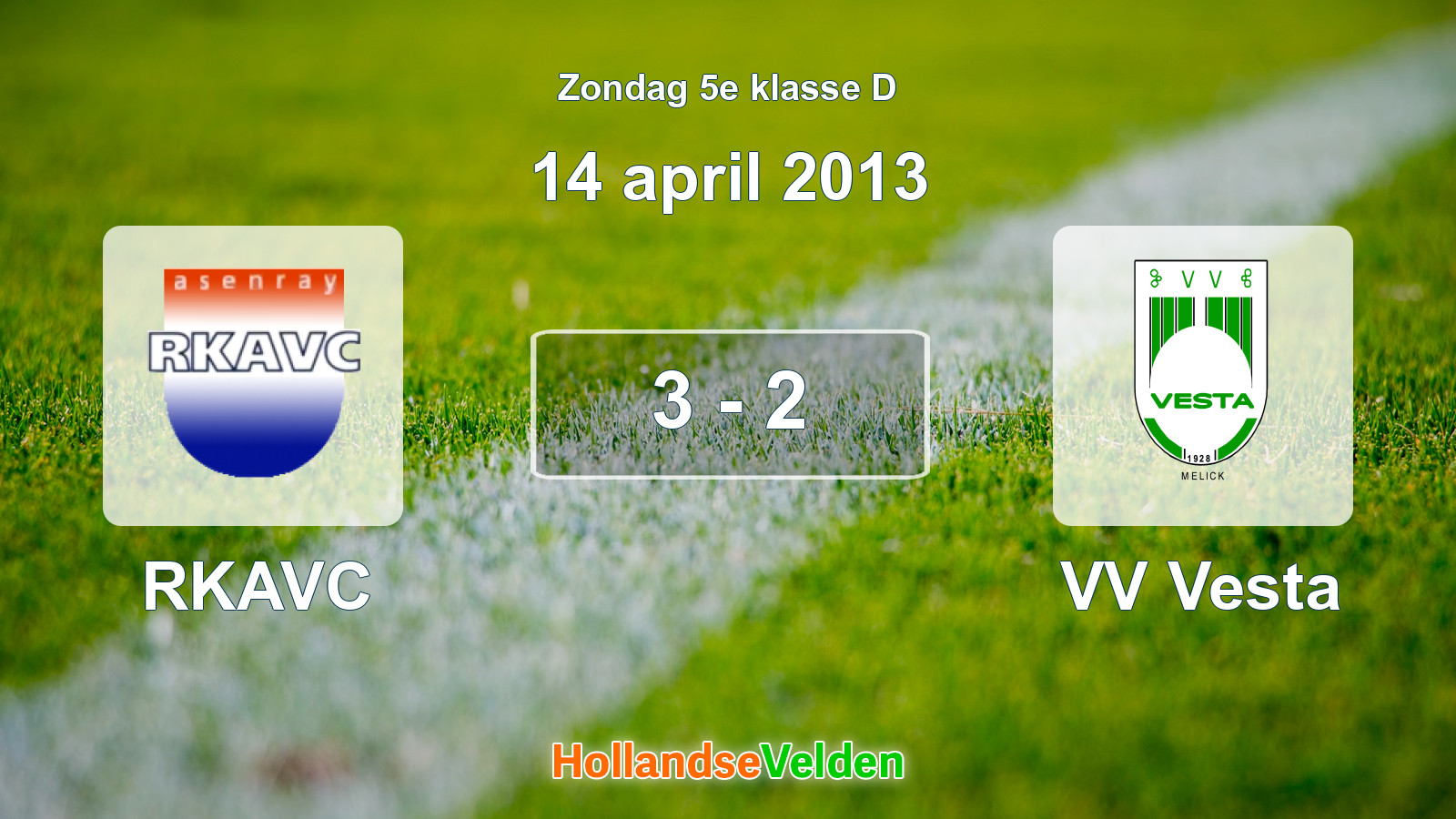 Gespeelde wedstrijd: RKAVC - VV Vesta 3 - 2 (14 april 2013)