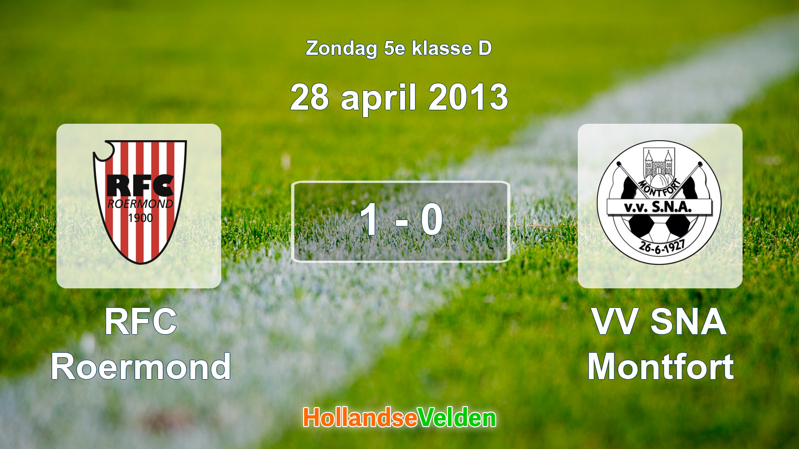 Gespeelde wedstrijd: RFC Roermond - VV SNA Montfort 1 - 0 (28 april 2013)