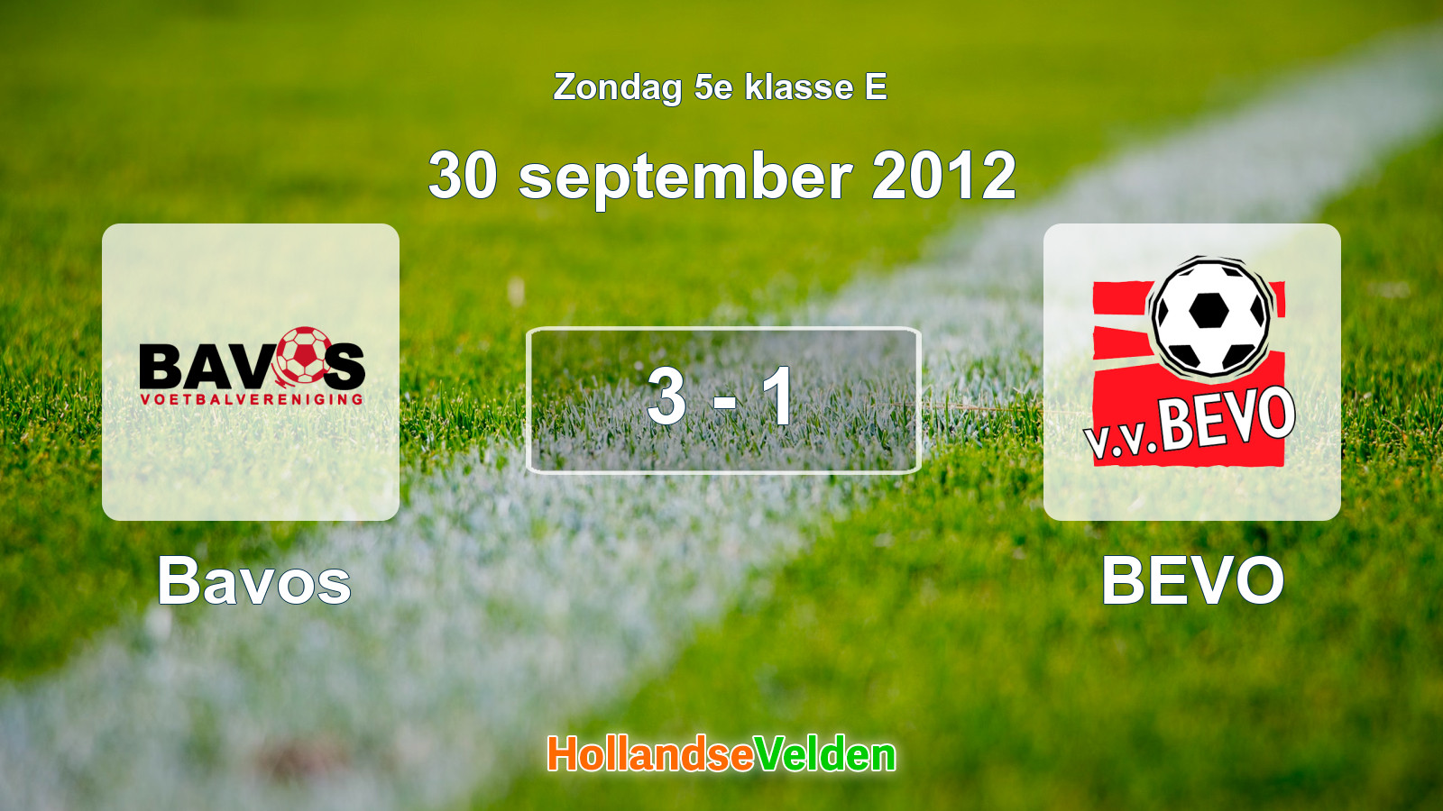 Gespeelde wedstrijd: Bavos - BEVO 3 - 1 (30 september 2012)