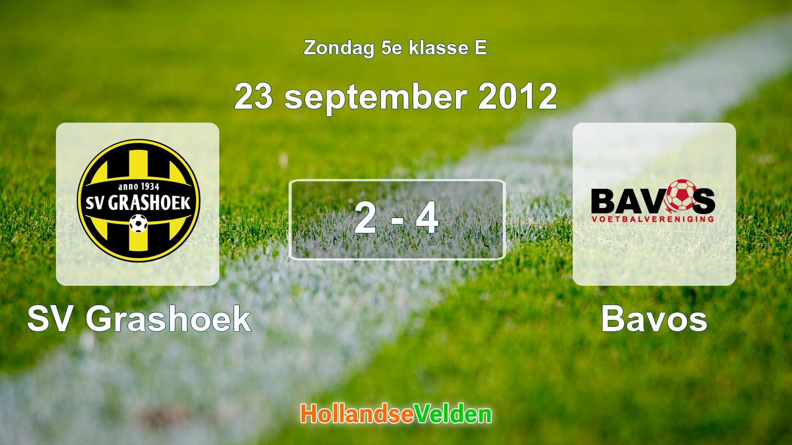 Gespeelde wedstrijd: SV Grashoek - Bavos 2 - 4 (23 september 2012)