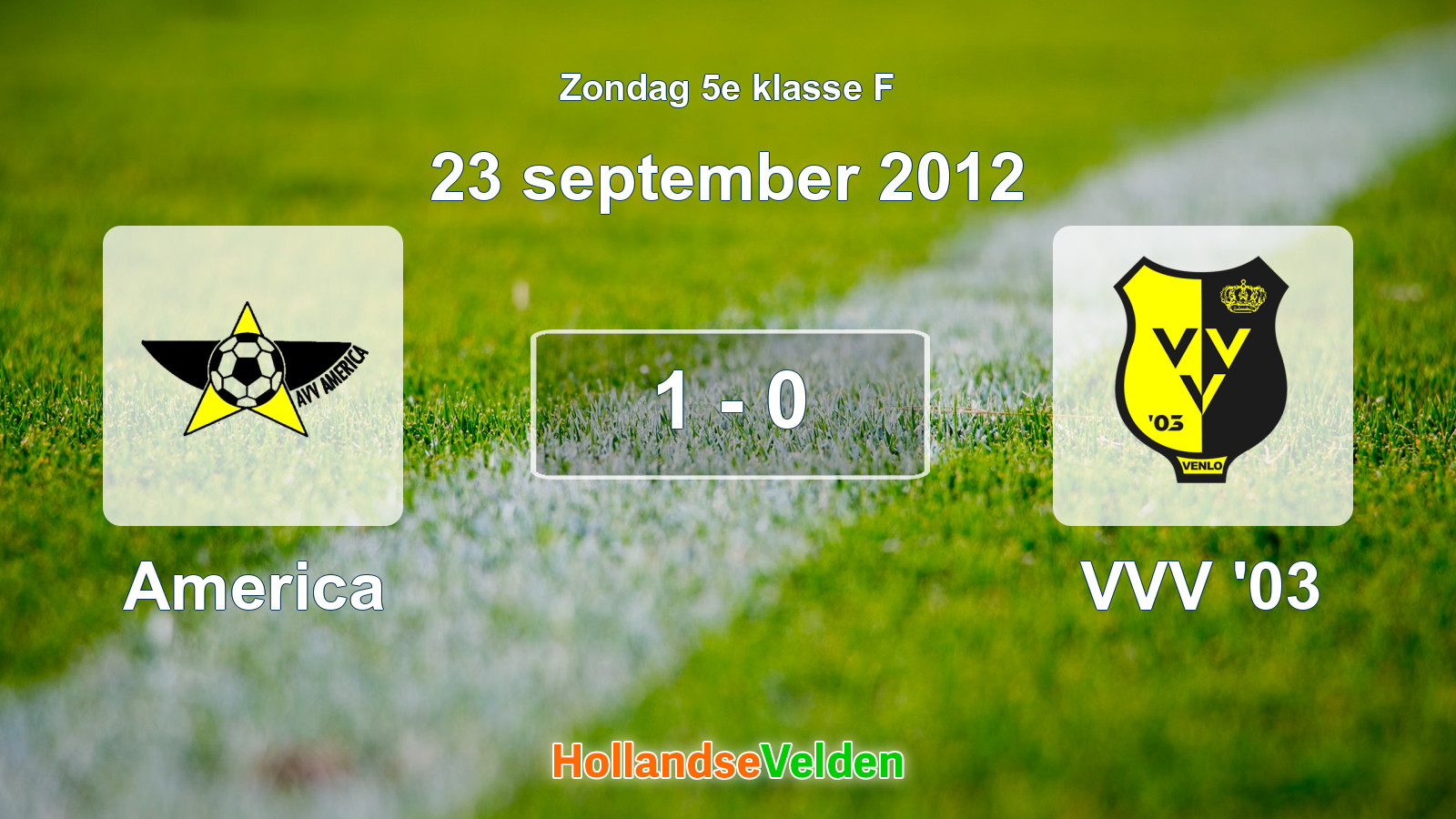 Gespeelde wedstrijd: America - VVV '03 1 - 0 (23 september 2012)