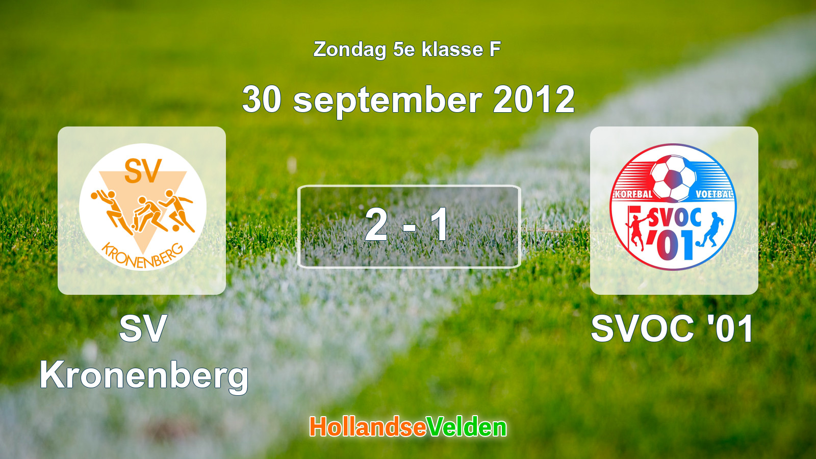 Gespeelde wedstrijd: SV Kronenberg - SVOC '01 2 - 1 (30 september 2012)