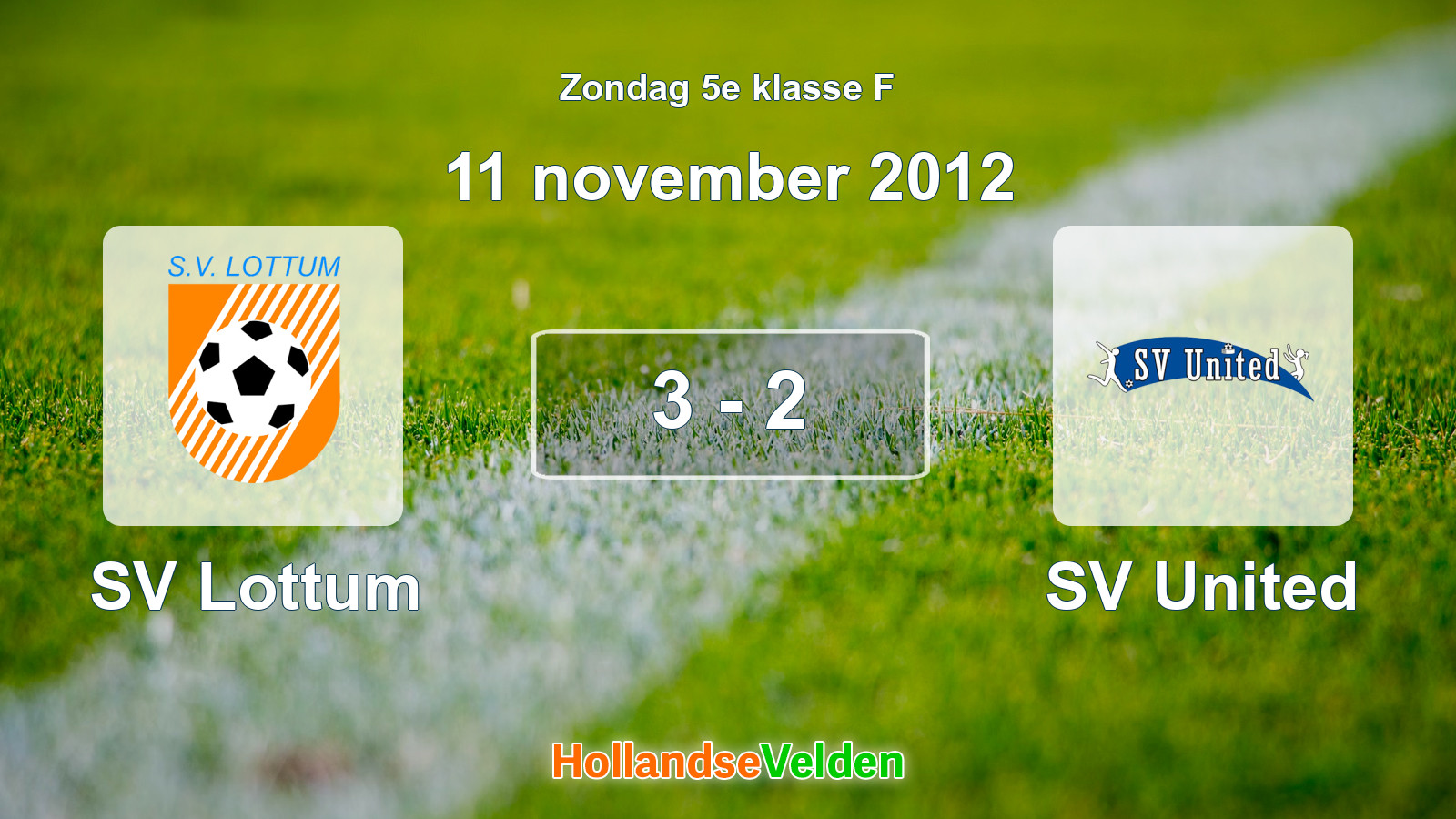 Gespeelde wedstrijd: SV Lottum - SV United 3 - 2 (11 november 2012)