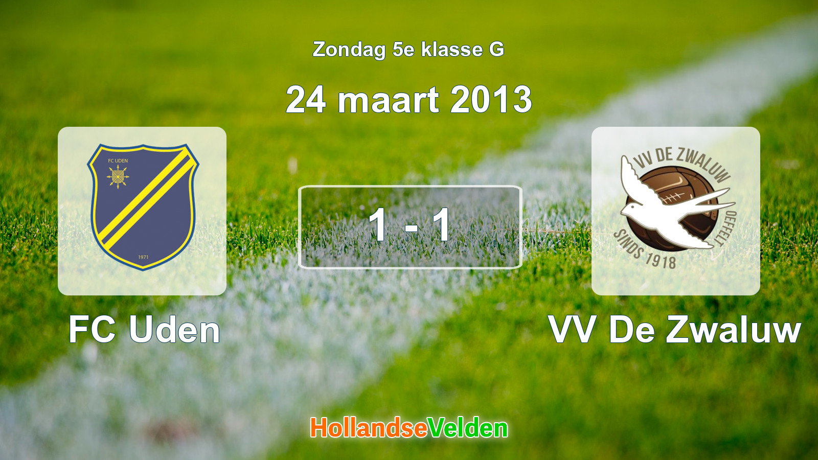 Gespeelde wedstrijd: FC Uden - VV De Zwaluw 1 - 1 (24 maart 2013)