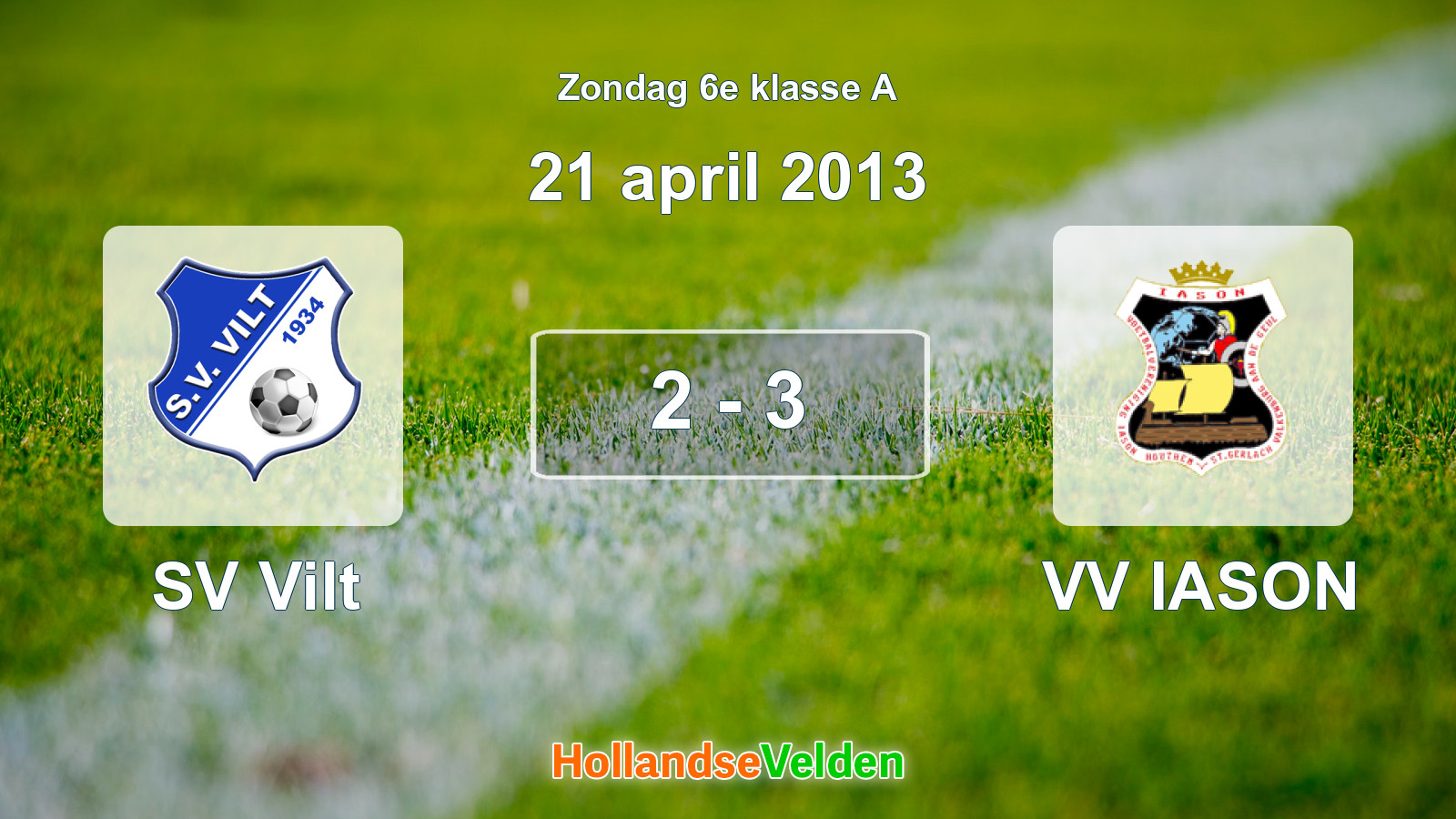 Gespeelde wedstrijd: SV Vilt - VV IASON 2 - 3 (21 april 2013)