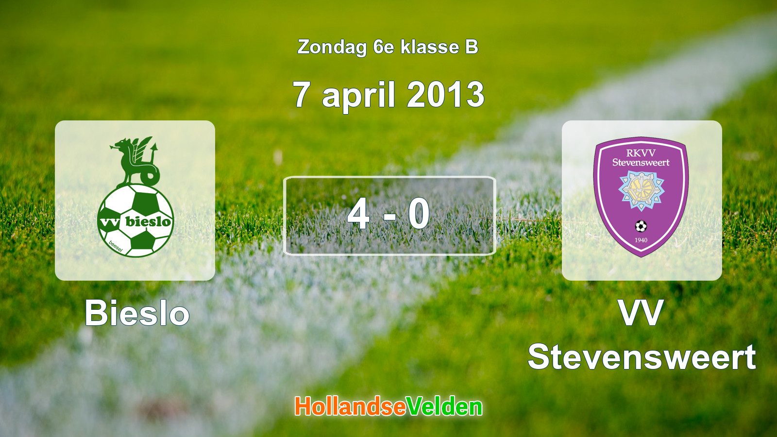 Gespeelde wedstrijd: Bieslo - VV Stevensweert 4 - 0 (7 april 2013)