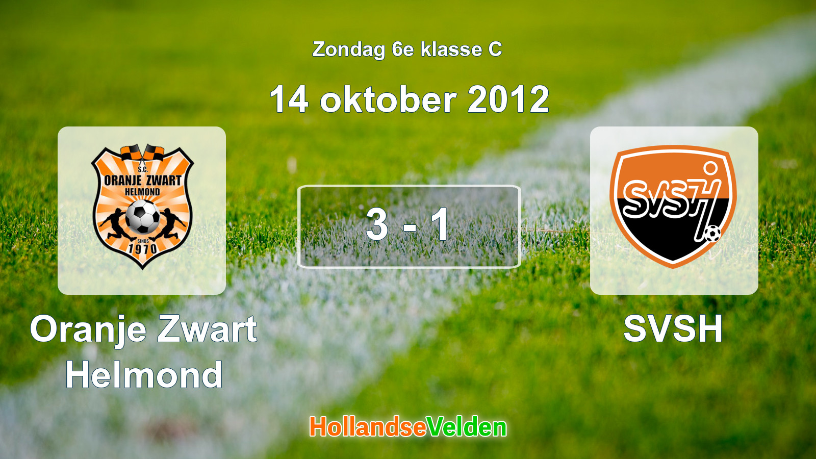 Gespeelde wedstrijd: Oranje Zwart Helmond - SVSH 3 - 1 (14 oktober 2012)