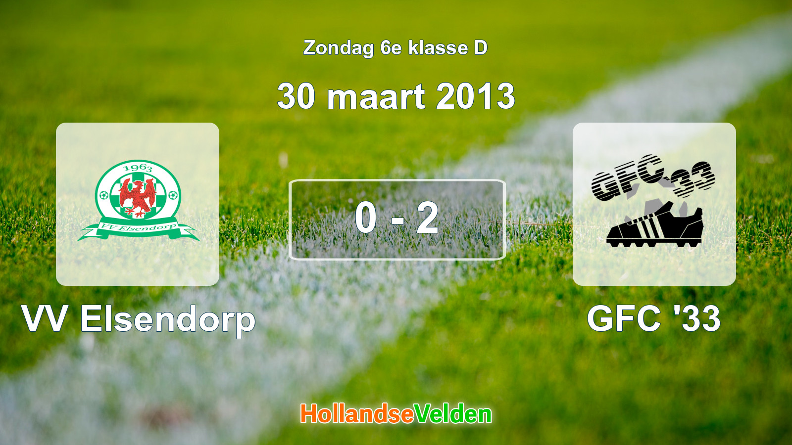 Gespeelde wedstrijd: VV Elsendorp - GFC '33 0 - 2 (30 maart 2013)