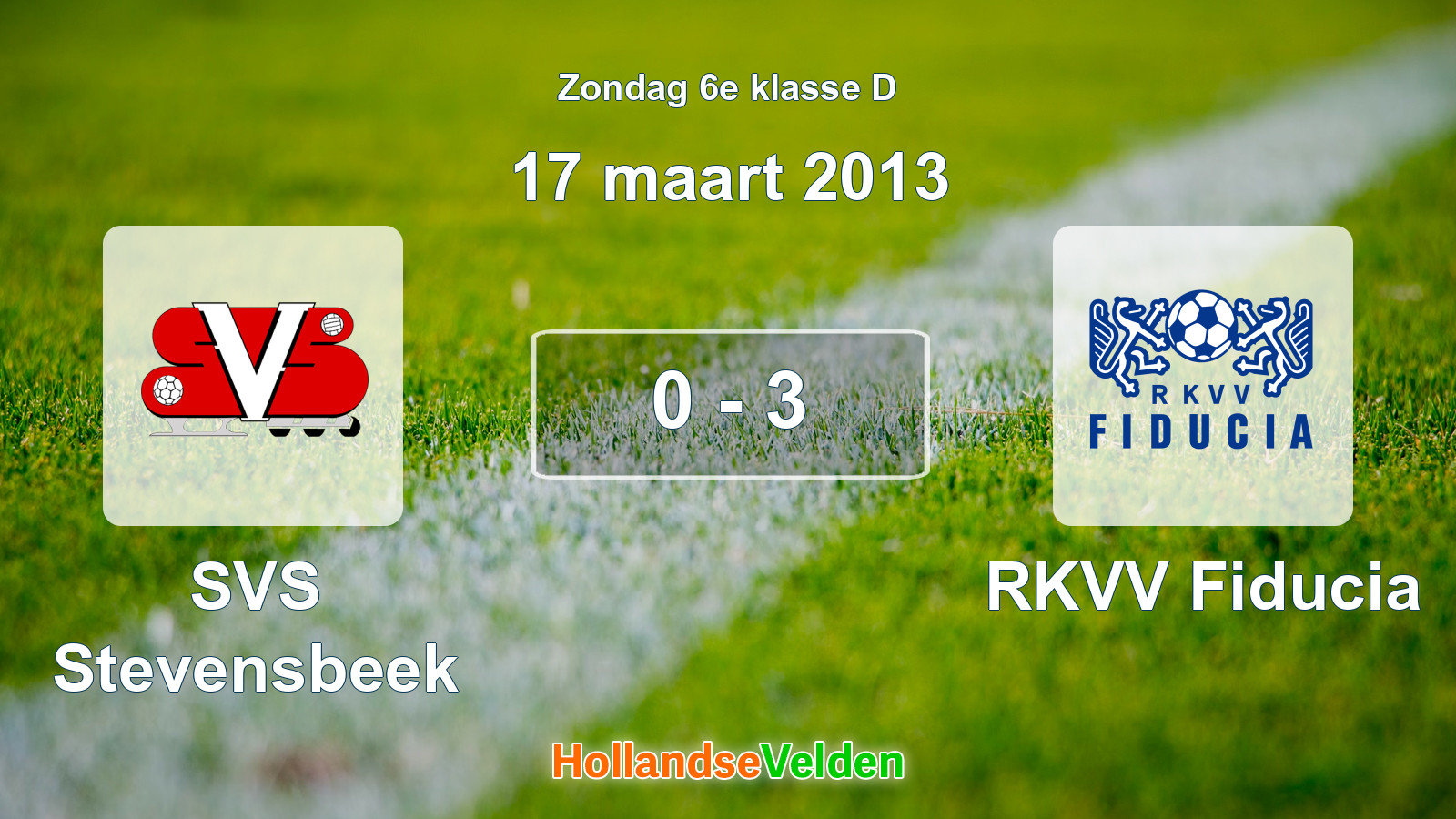 Gespeelde wedstrijd: SVS Stevensbeek - RKVV Fiducia 0 - 3 (17 maart 2013)