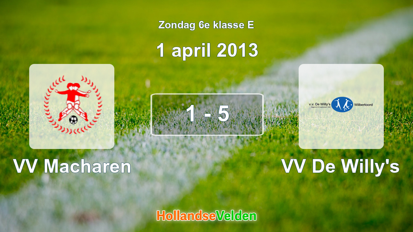 Gespeelde wedstrijd: VV Macharen - VV De Willy's 1 - 5 (1 april 2013)