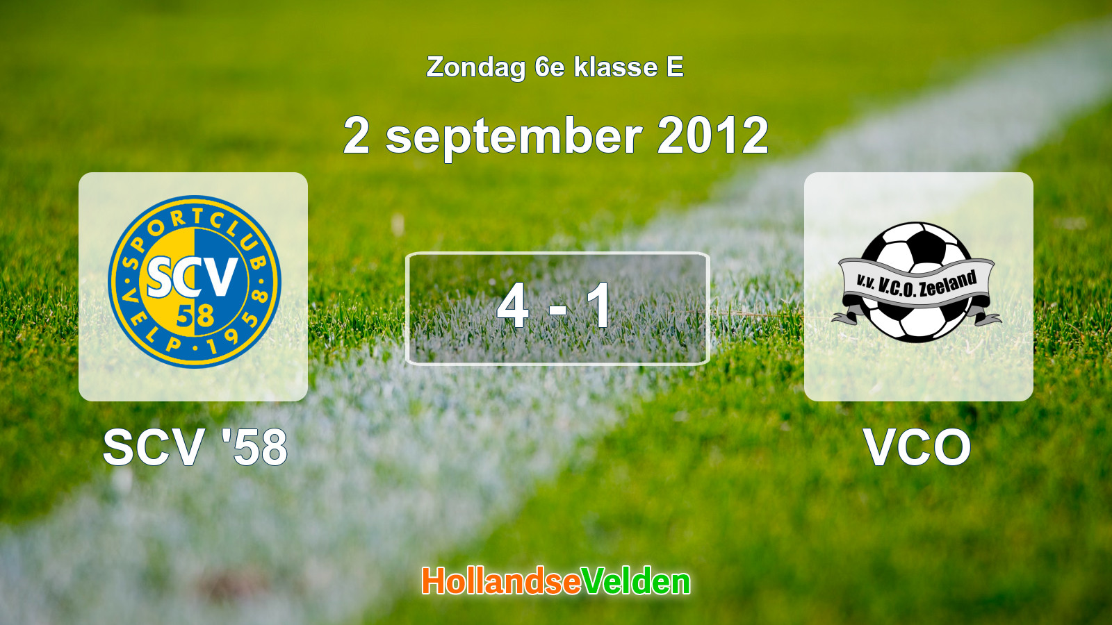 Gespeelde wedstrijd: SCV '58 - VCO 4 - 1 (2 september 2012)