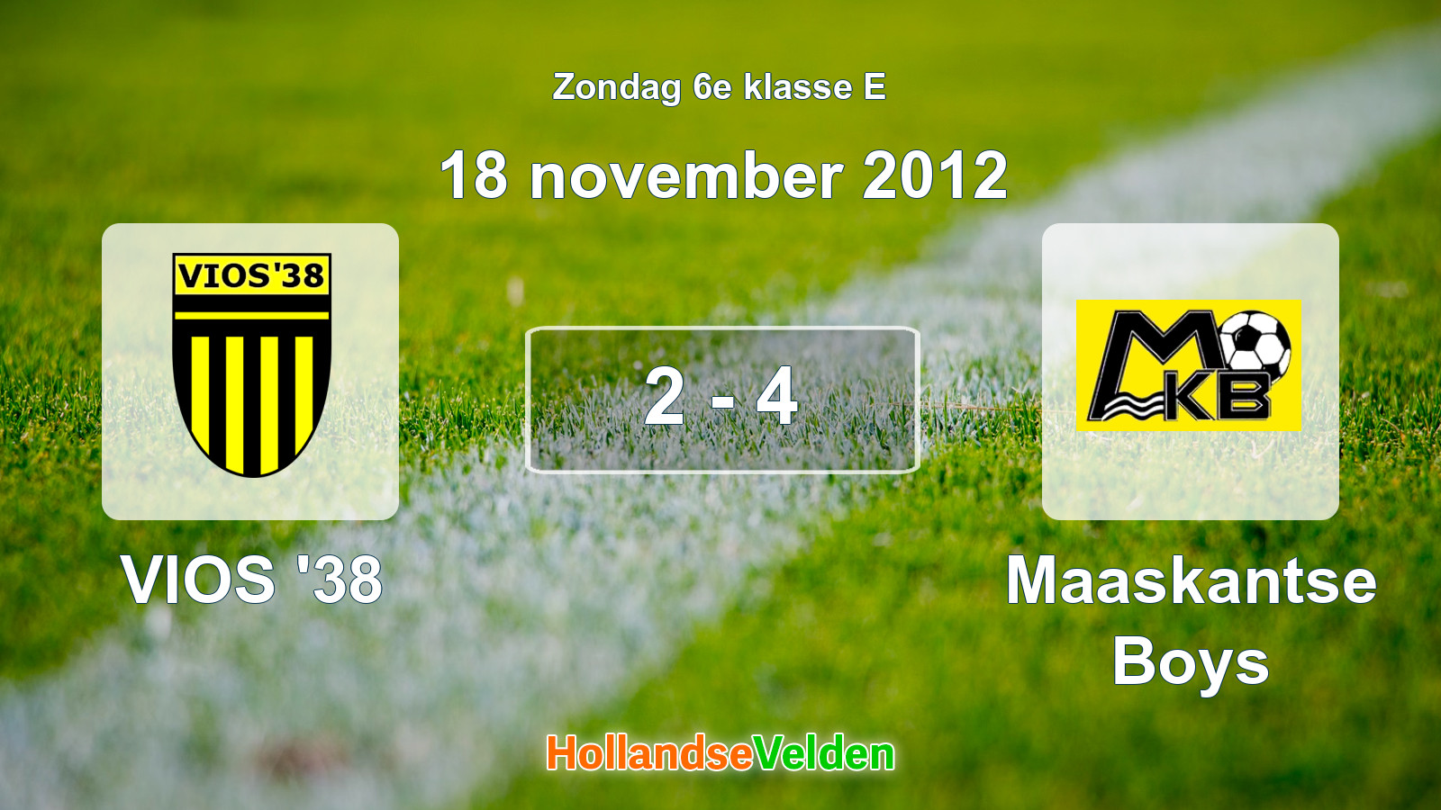Gespeelde wedstrijd: VIOS '38 - Maaskantse Boys 2 - 4 (18 november 2012)