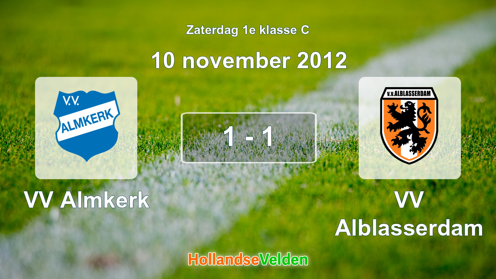 Gespeelde wedstrijd: VV Almkerk - VV Alblasserdam 1 - 1 (10 november 2012)