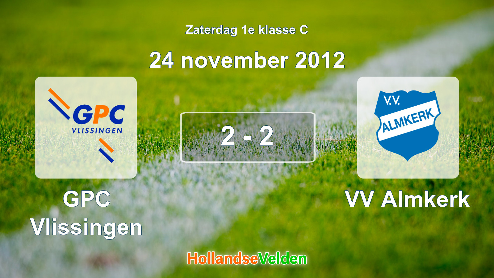 Gespeelde wedstrijd: GPC Vlissingen - VV Almkerk 2 - 2 (24 november 2012)