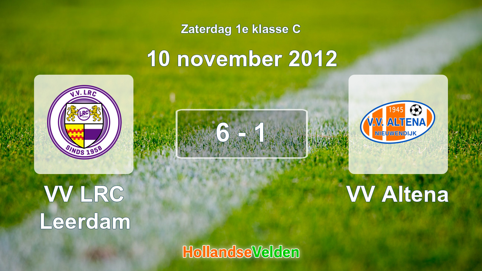 Gespeelde wedstrijd: VV LRC Leerdam - VV Altena 6 - 1 (10 november 2012)