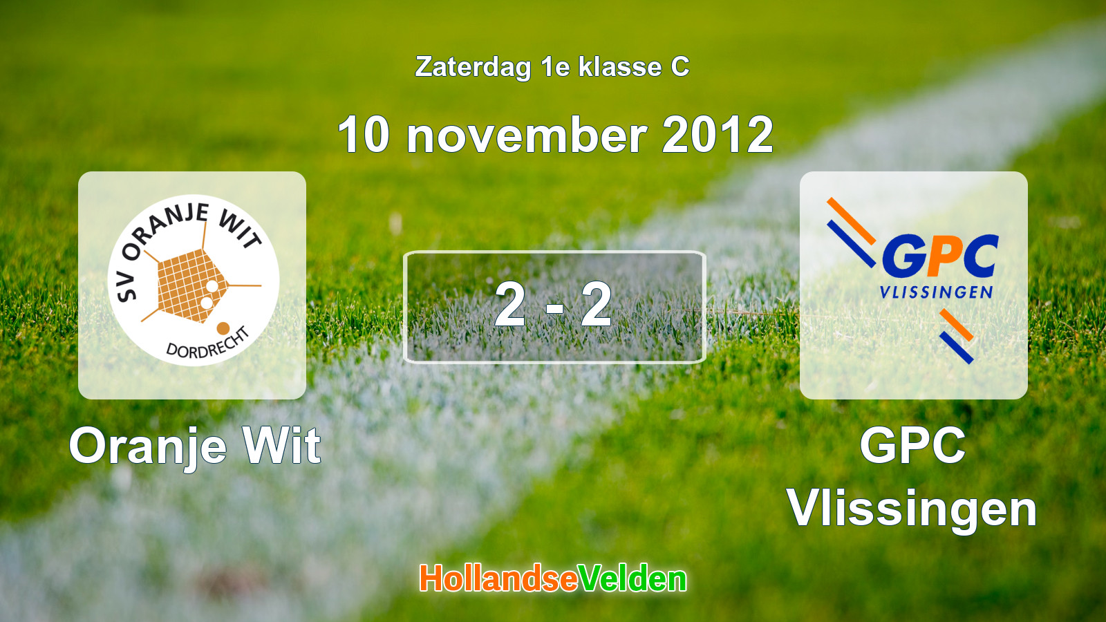 Gespeelde wedstrijd: Oranje Wit - GPC Vlissingen 2 - 2 (10 november 2012)