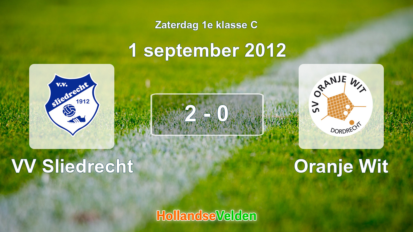 Gespeelde wedstrijd: VV Sliedrecht - Oranje Wit 2 - 0 (1 september 2012)