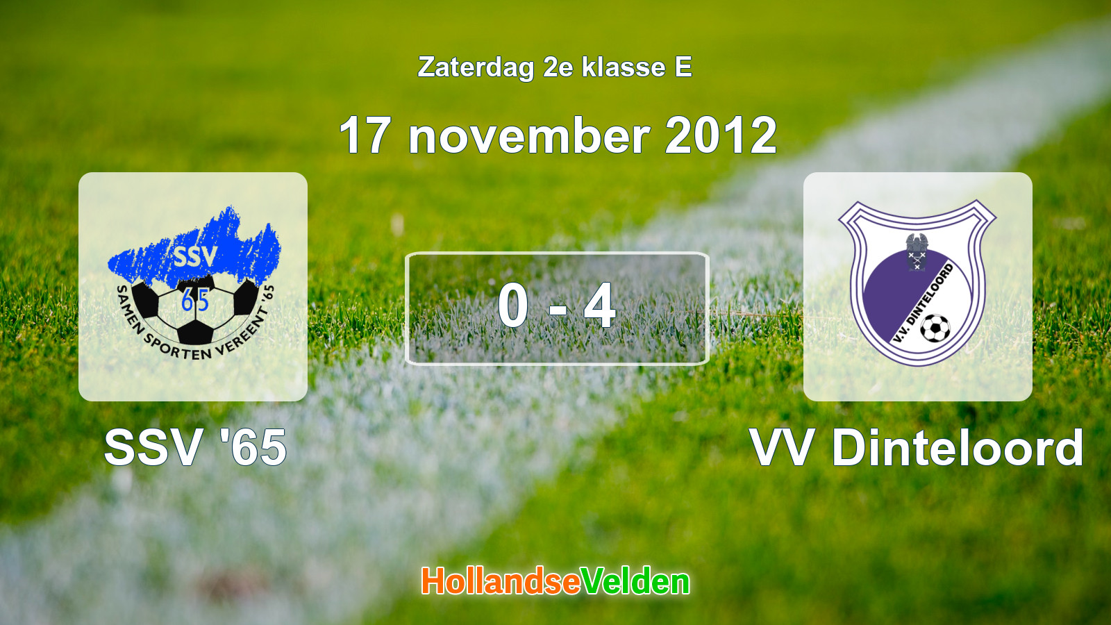 Gespeelde wedstrijd: SSV '65 - VV Dinteloord 0 - 4 (17 november 2012)