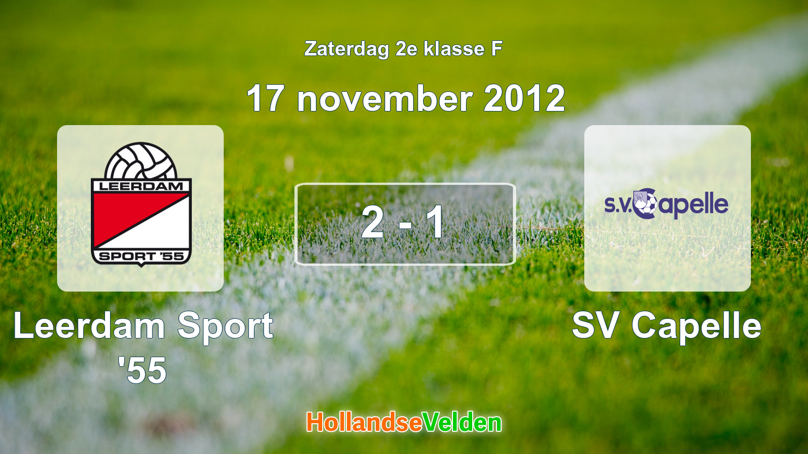 Gespeelde wedstrijd: Leerdam Sport '55 - SV Capelle 2 - 1 (17 november 2012)