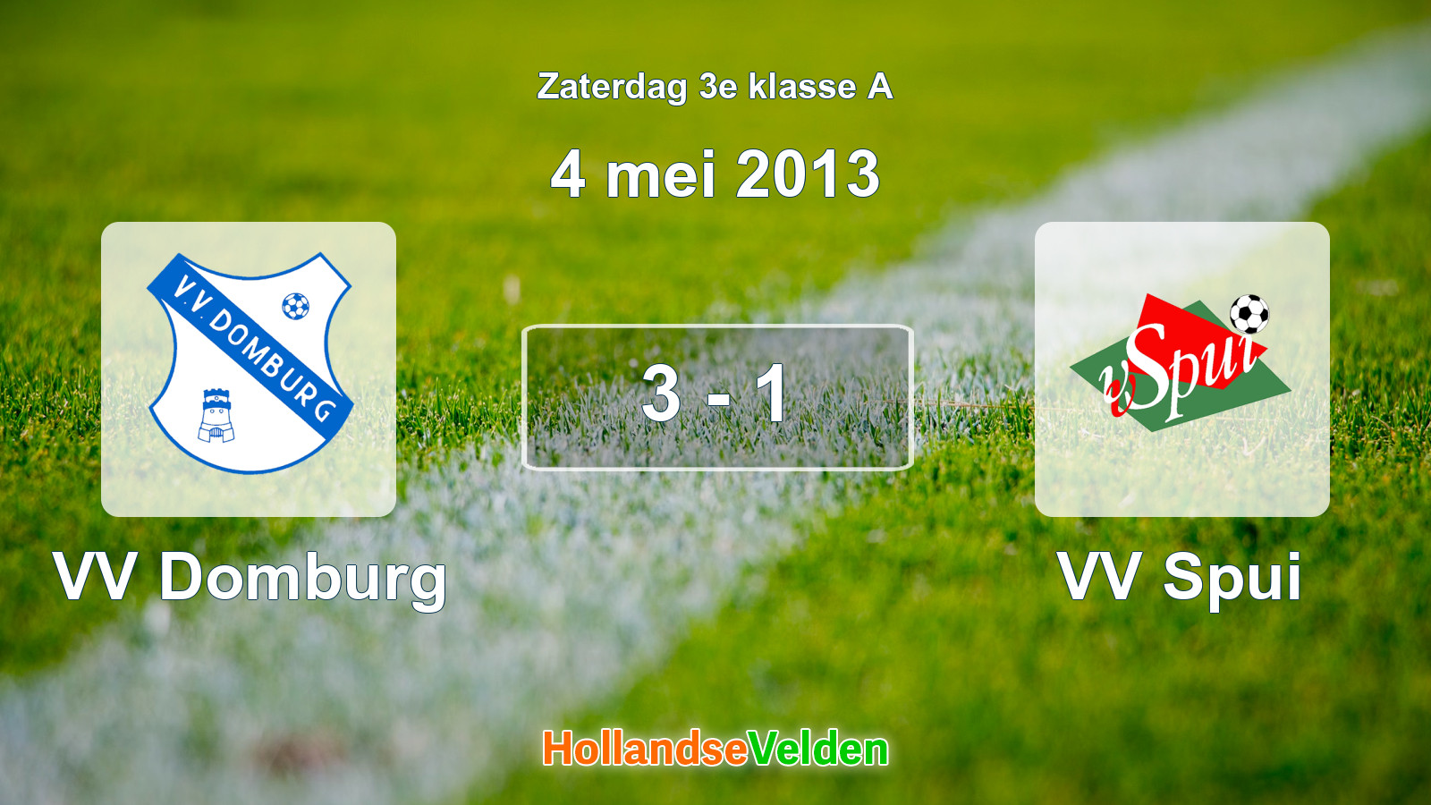 Gespeelde wedstrijd: VV Domburg - VV Spui 3 - 1 (4 mei 2013)