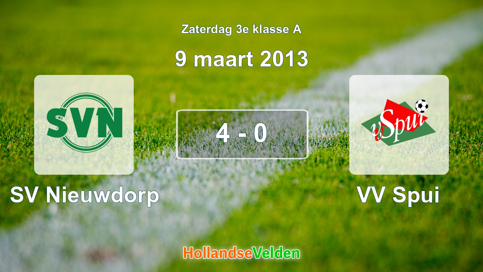 Gespeelde wedstrijd: SV Nieuwdorp - VV Spui 4 - 0 (9 maart 2013)