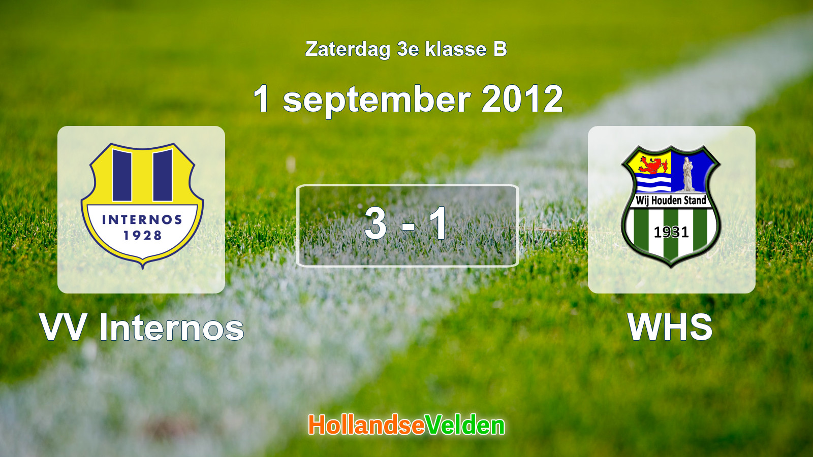 Gespeelde wedstrijd: VV Internos - WHS 3 - 1 (1 september 2012)