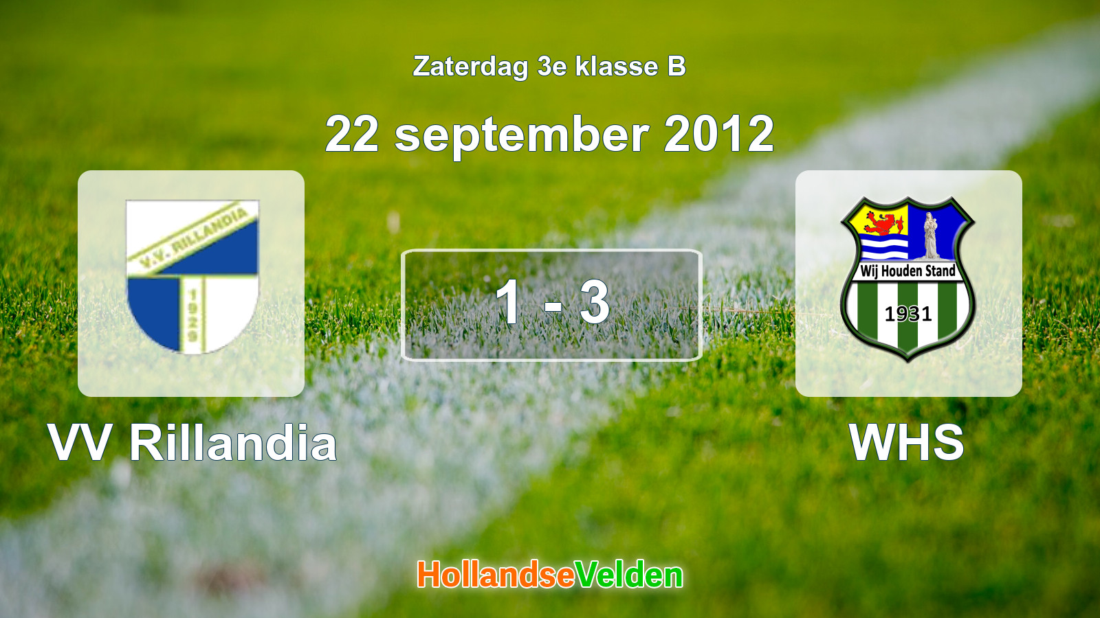 Gespeelde wedstrijd: VV Rillandia - WHS 1 - 3 (22 september 2012)