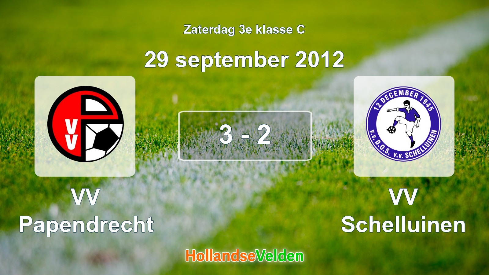 Gespeelde wedstrijd: VV Papendrecht - VV Schelluinen 3 - 2 (29 september 2012)