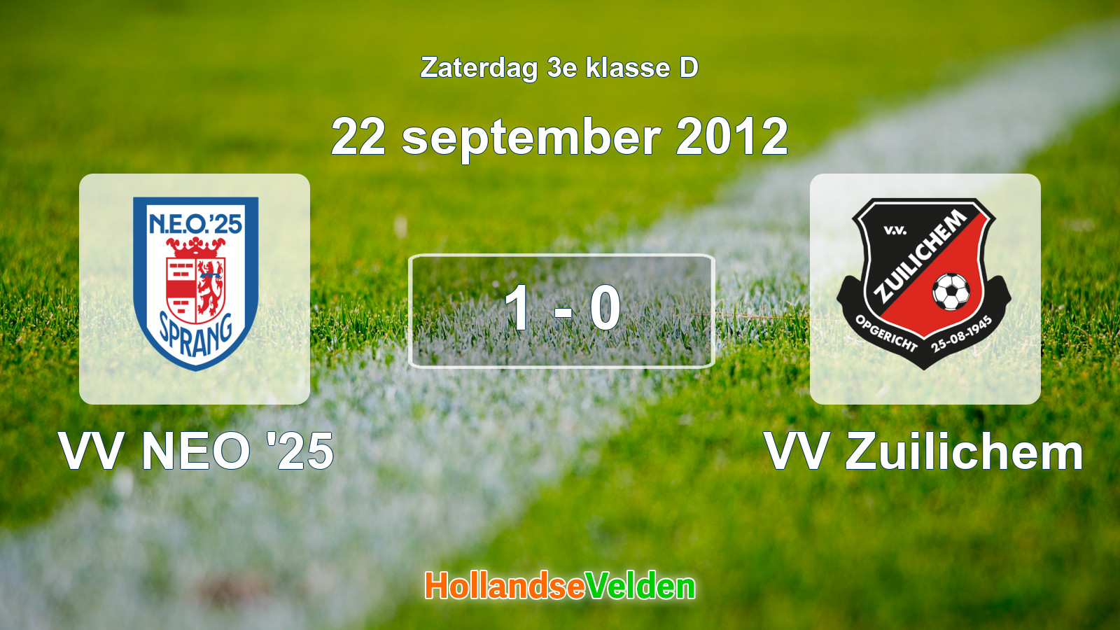 Gespeelde wedstrijd: VV NEO '25 - VV Zuilichem 1 - 0 (22 september 2012)