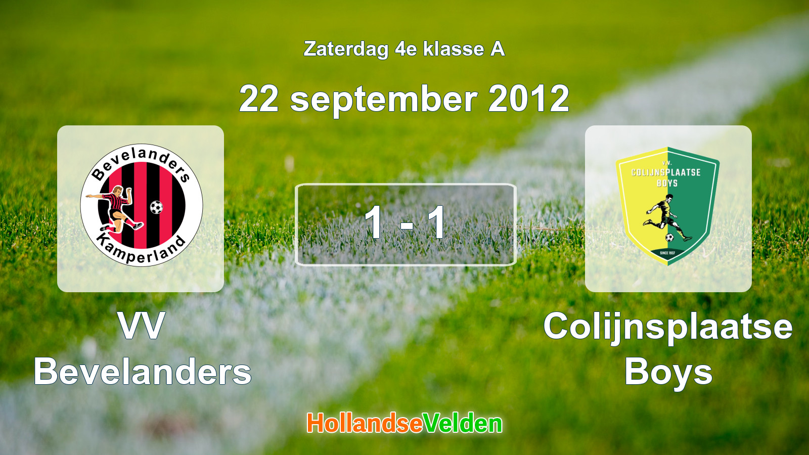 Gespeelde wedstrijd: VV Bevelanders - Colijnsplaatse Boys 1 - 1 (22 september 2012)