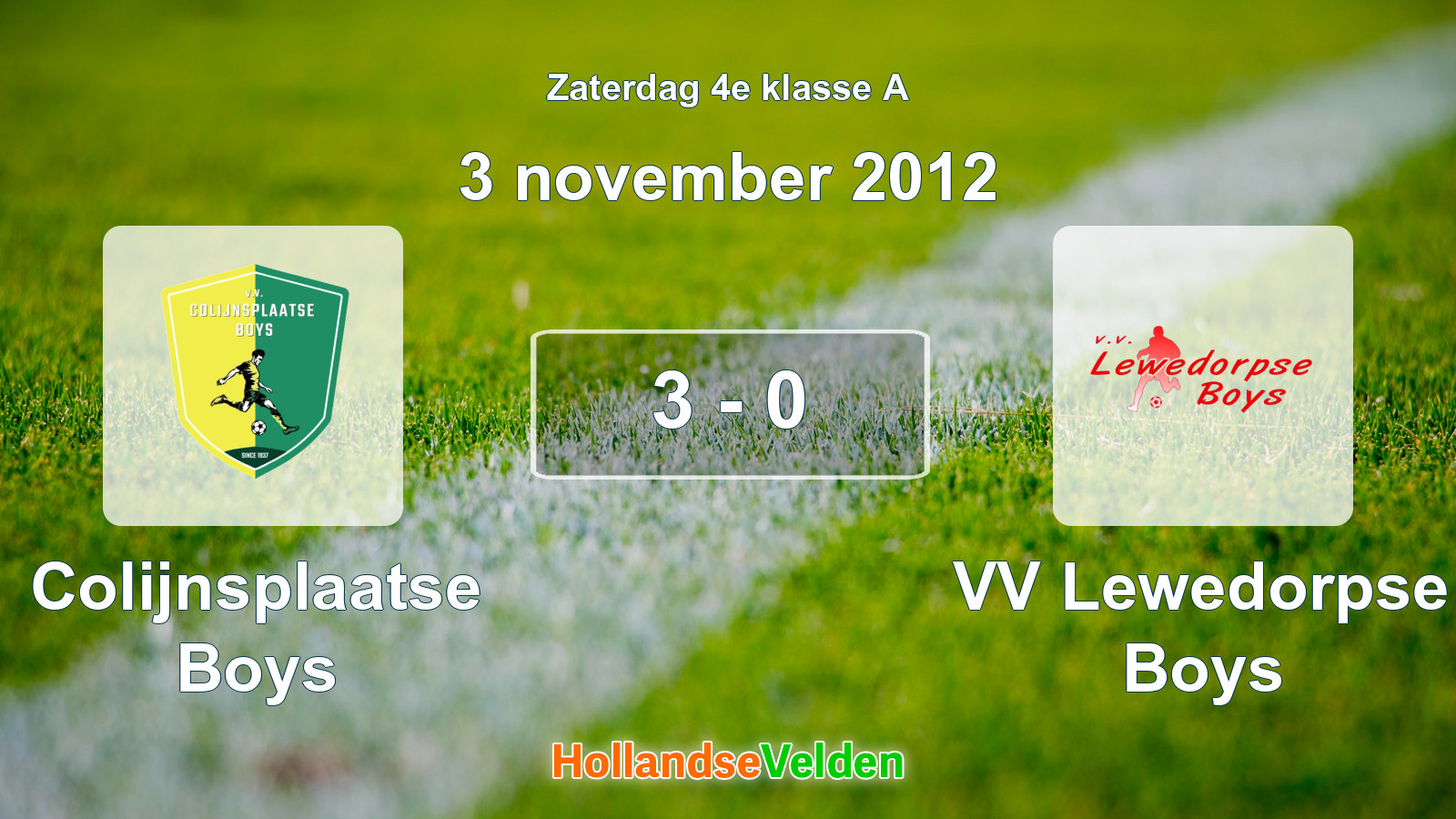 Gespeelde wedstrijd: Colijnsplaatse Boys - VV Lewedorpse Boys 3 - 0 (3 november 2012)