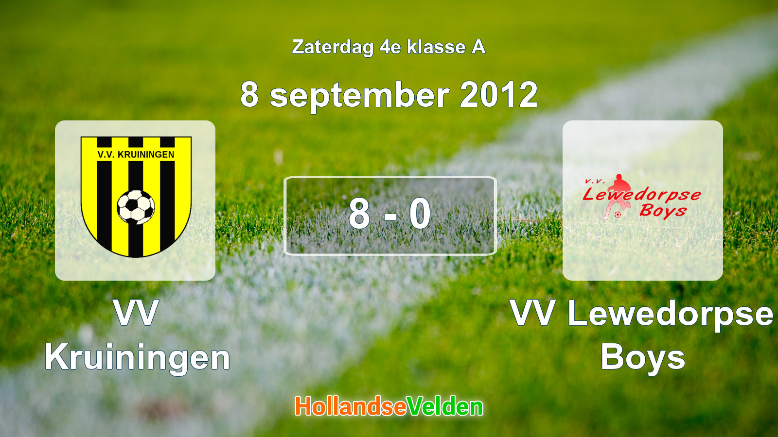 Gespeelde wedstrijd: VV Kruiningen - VV Lewedorpse Boys 8 - 0 (8 september 2012)