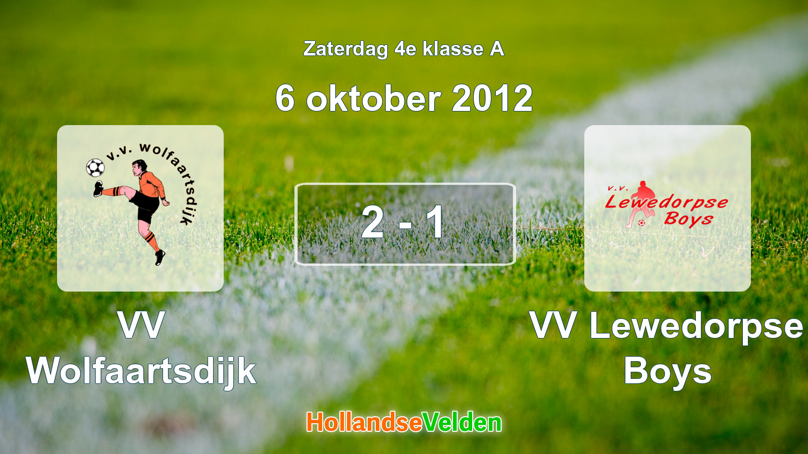 Gespeelde wedstrijd: VV Wolfaartsdijk - VV Lewedorpse Boys 2 - 1 (6 oktober 2012)