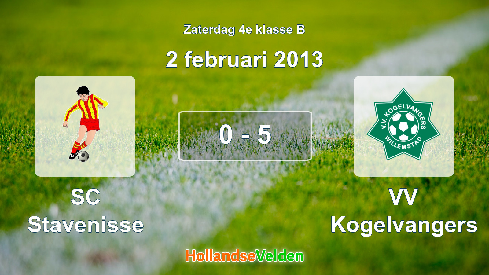 Gespeelde wedstrijd: SC Stavenisse - VV Kogelvangers 0 - 5 (2 februari 2013)