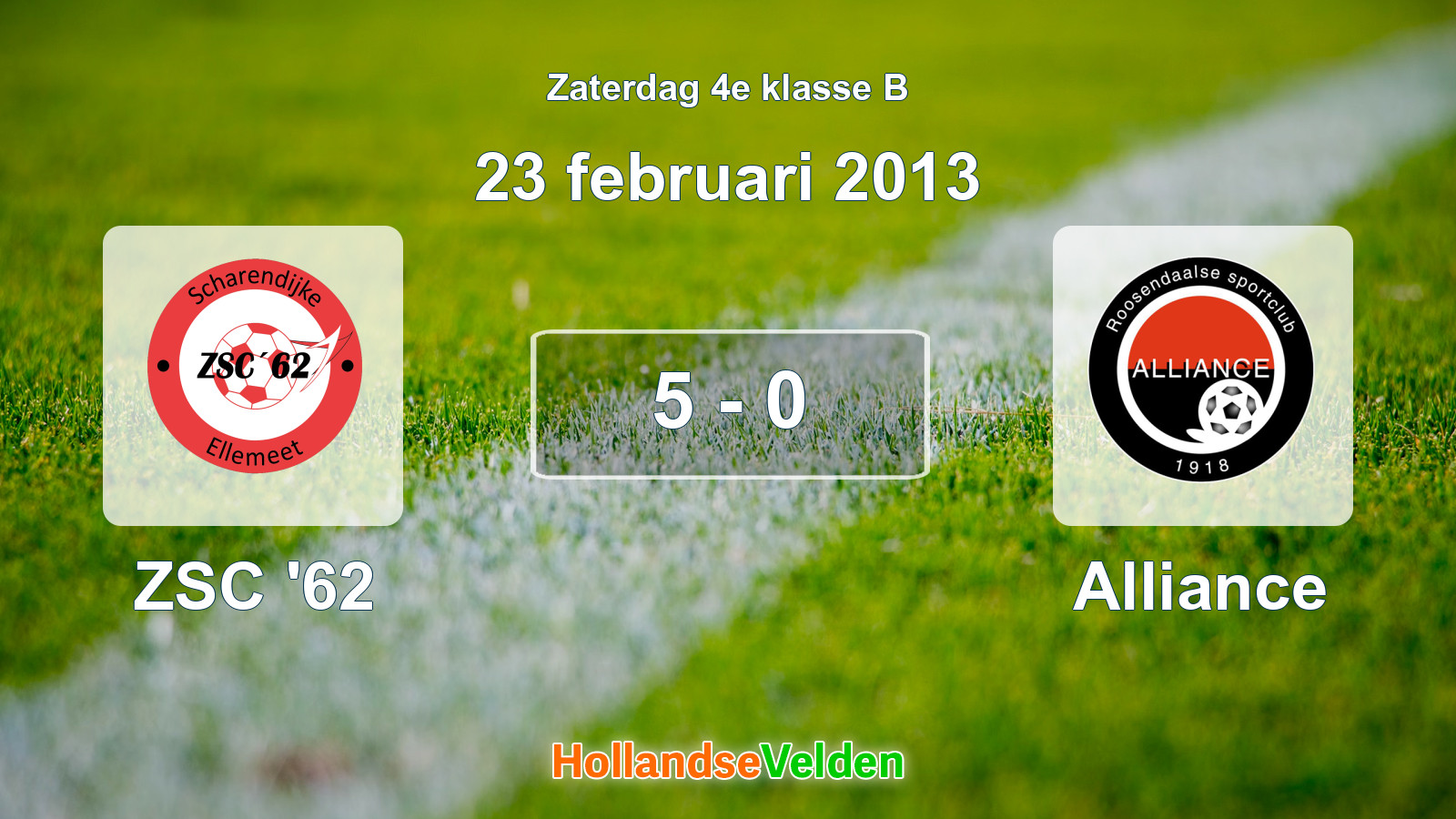 Gespeelde wedstrijd: ZSC '62 - Alliance 5 - 0 (23 februari 2013)