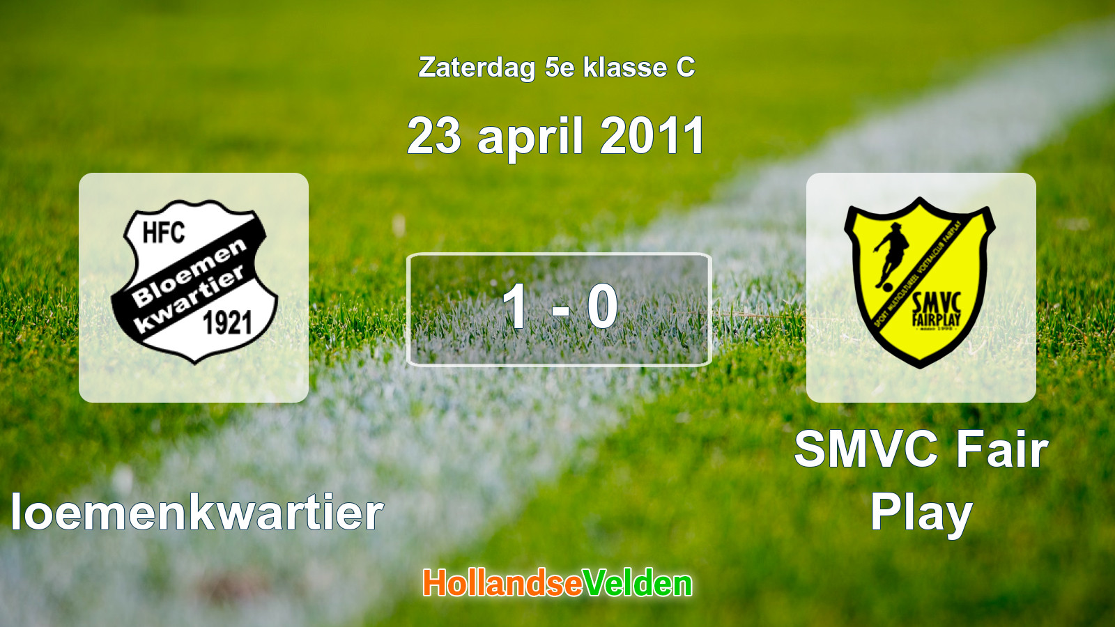 Gespeelde wedstrijd: Bloemenkwartier - SMVC Fair Play 1 - 0 (23 april 2011)
