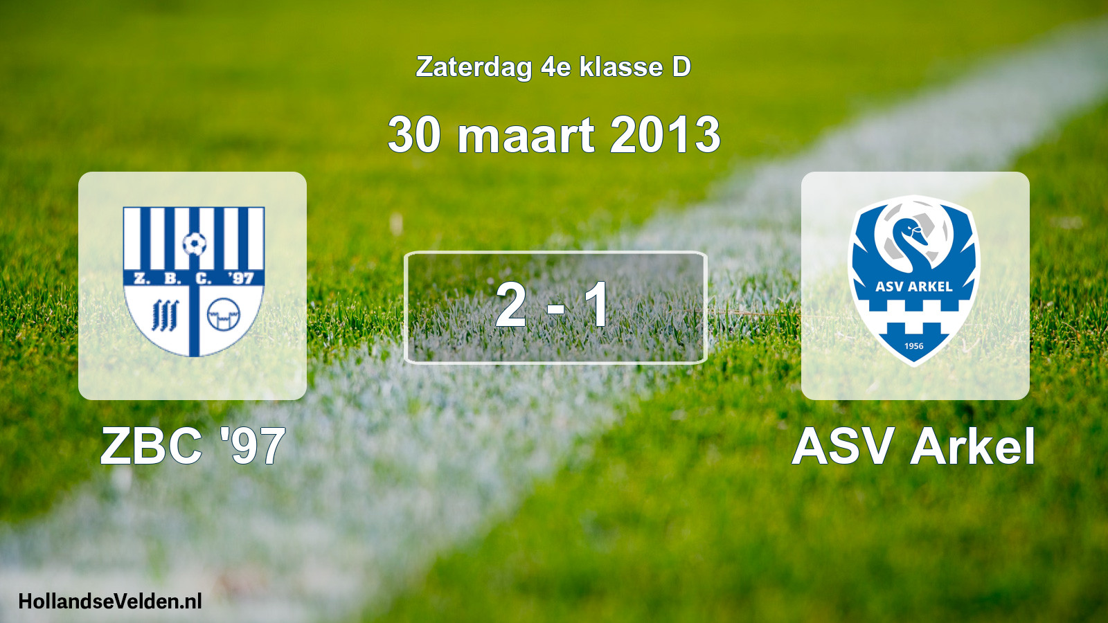 Gespeelde wedstrijd: ZBC '97 - ASV Arkel 2 - 1 (30 maart 2013)