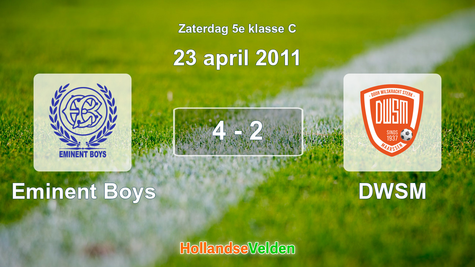 Gespeelde wedstrijd: Eminent Boys - DWSM 4 - 2 (23 april 2011)