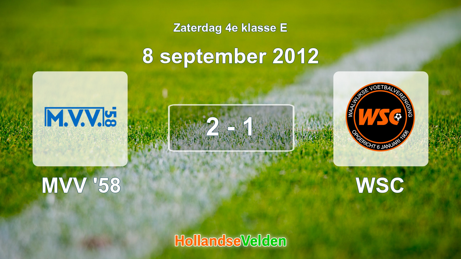 Gespeelde wedstrijd: MVV '58 - WSC 2 - 1 (8 september 2012)