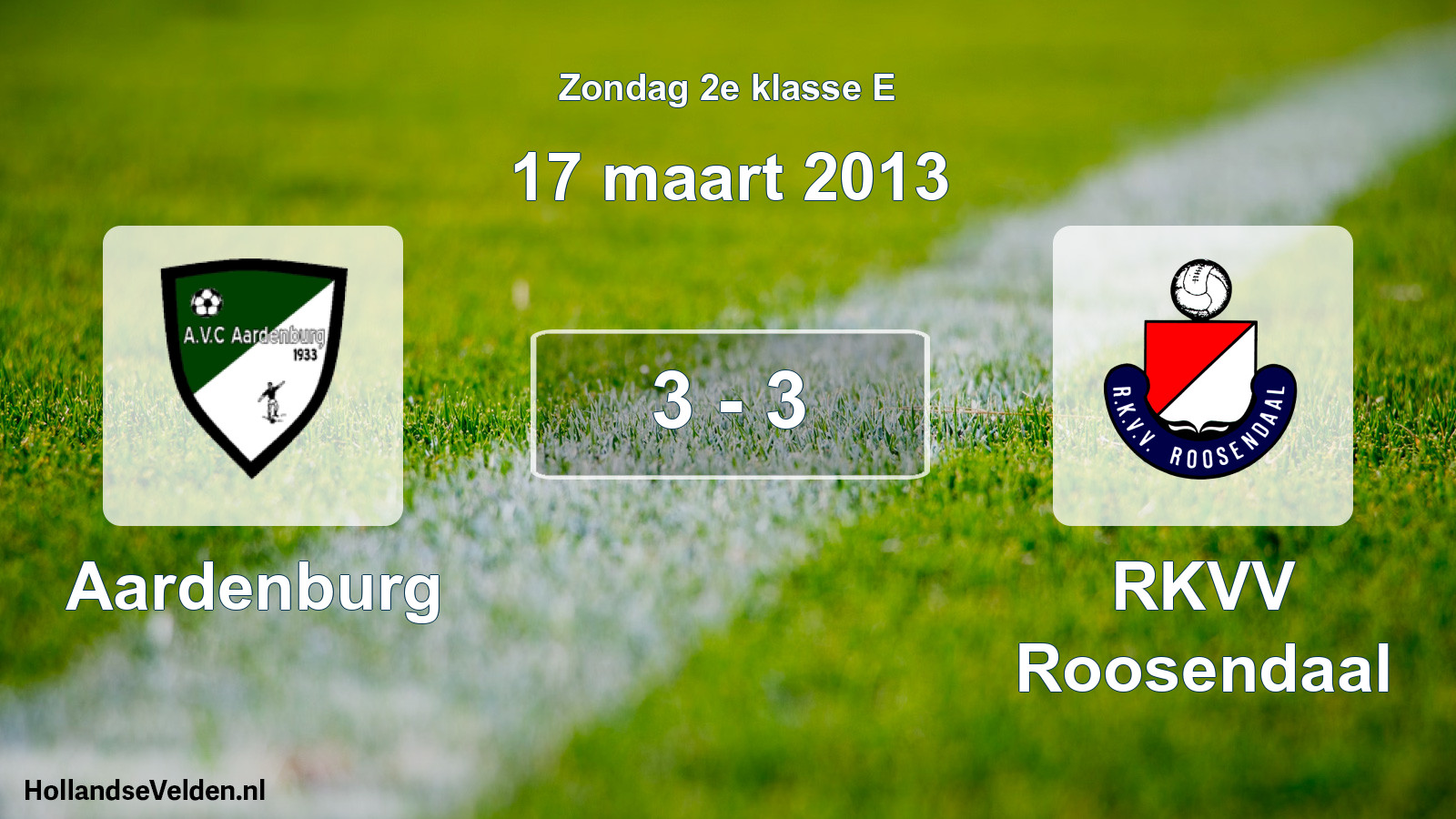 Gespeelde wedstrijd: Aardenburg - RKVV Roosendaal 3 - 3 (17 maart 2013)