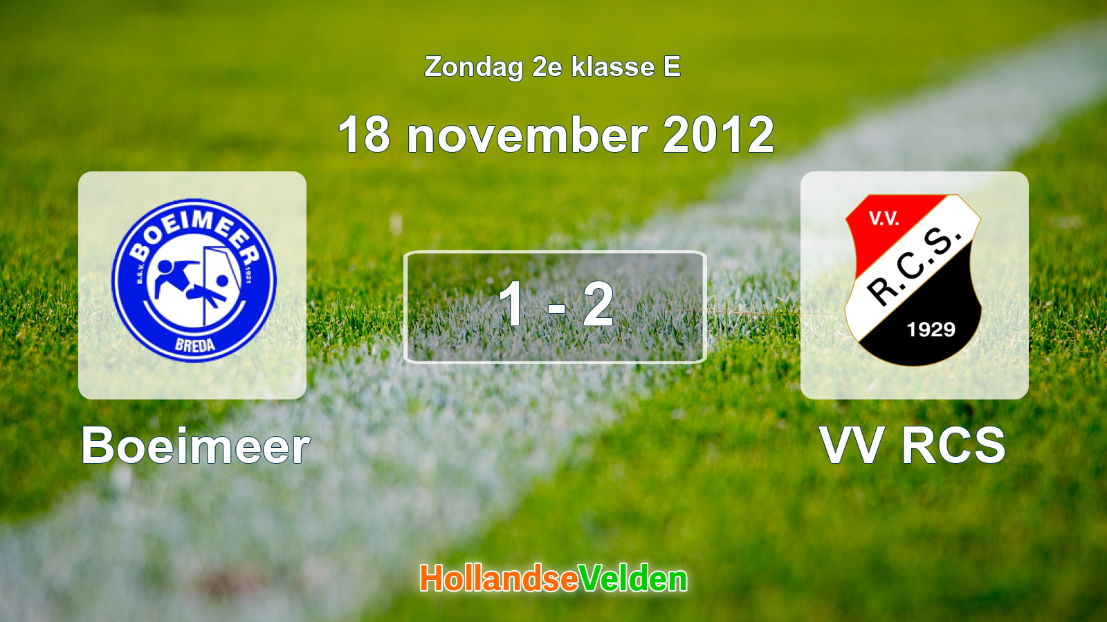 Gespeelde wedstrijd: Boeimeer - VV RCS 1 - 2 (18 november 2012)
