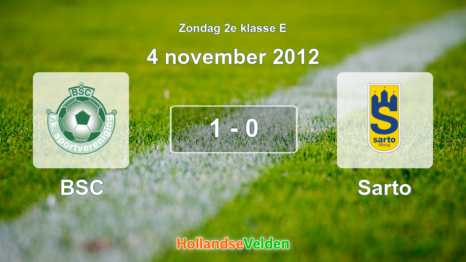 Gespeelde wedstrijd: BSC - Sarto 1 - 0 (4 november 2012)