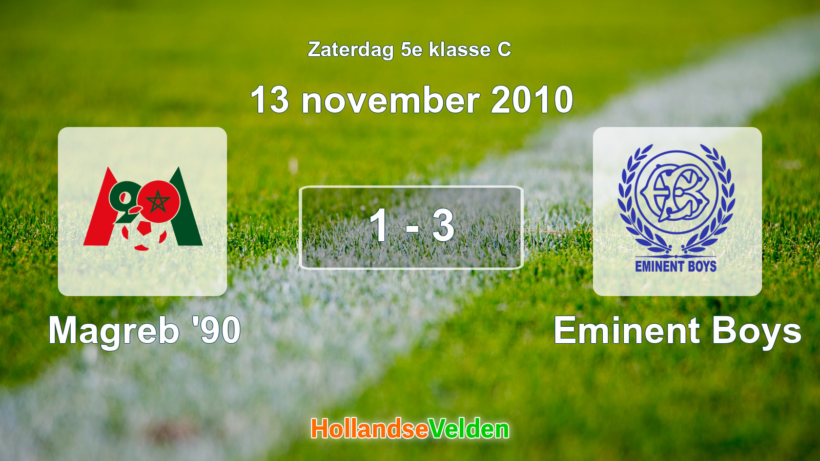 Gespeelde wedstrijd: Magreb '90 - Eminent Boys 1 - 3 (13 november 2010)
