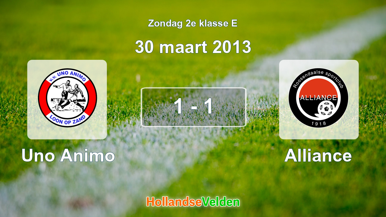 Gespeelde wedstrijd: Uno Animo - Alliance 1 - 1 (30 maart 2013)