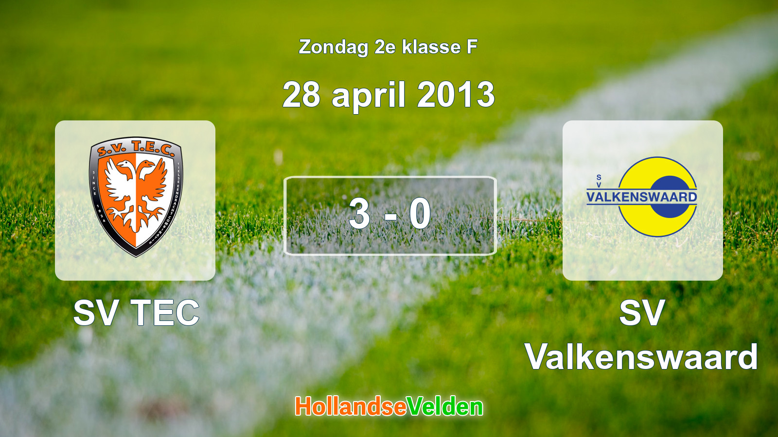 Gespeelde wedstrijd: SV TEC - SV Valkenswaard 3 - 0 (28 april 2013)