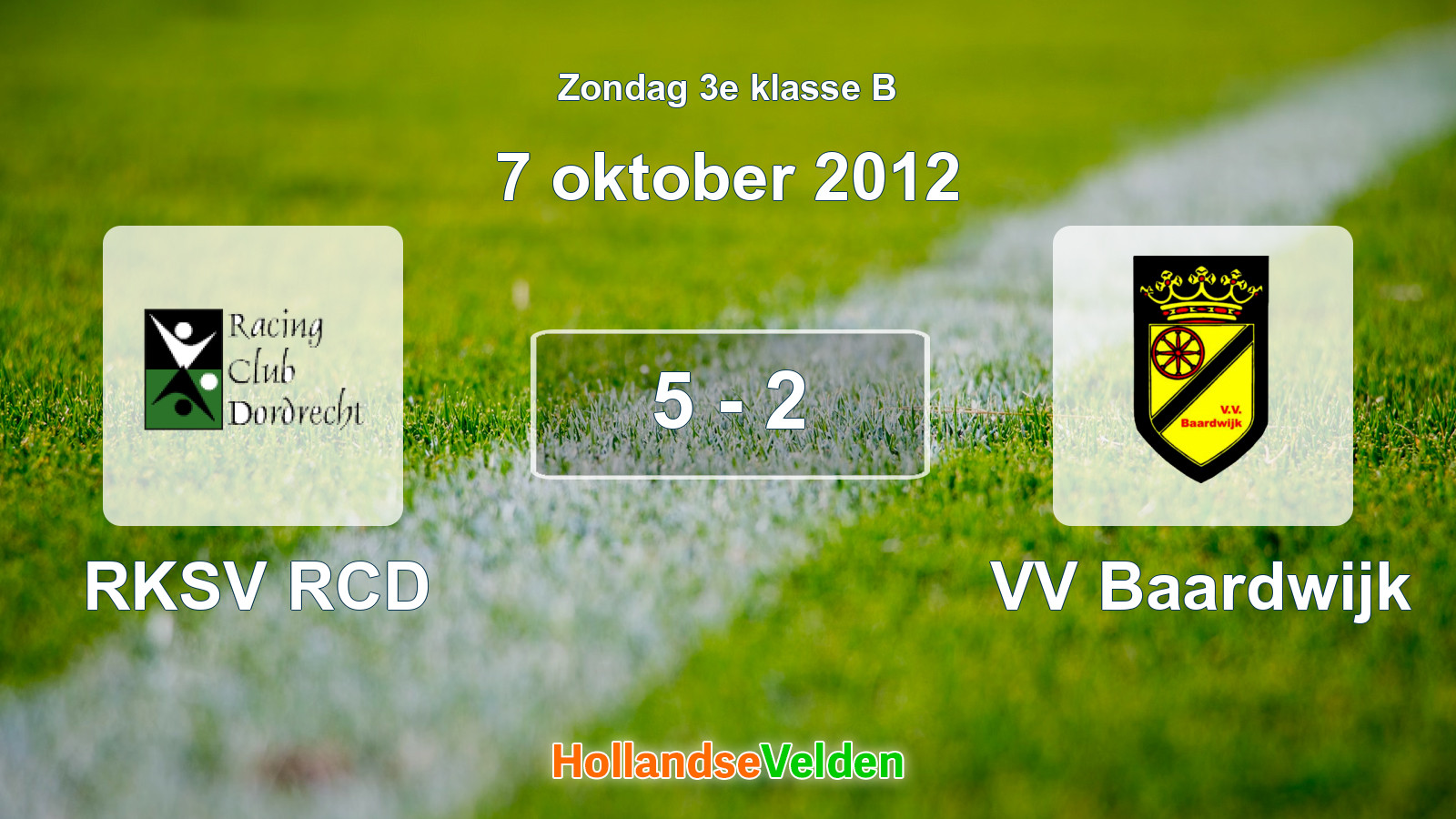 Gespeelde wedstrijd: RKSV RCD - VV Baardwijk 5 - 2 (7 oktober 2012)