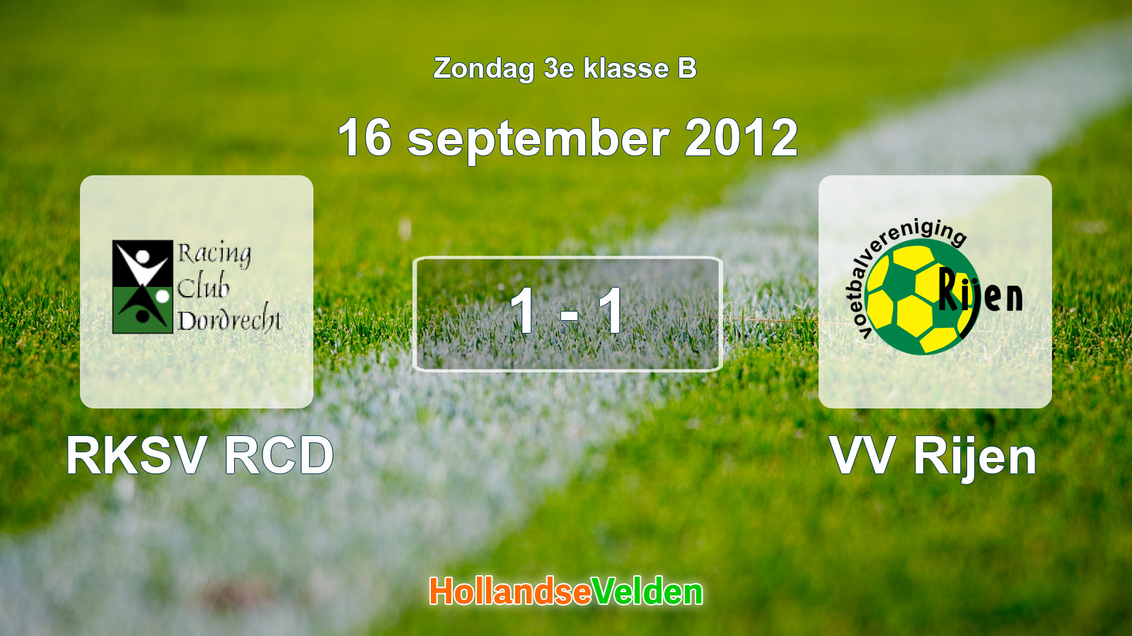 Gespeelde wedstrijd: RKSV RCD - VV Rijen 1 - 1 (16 september 2012)