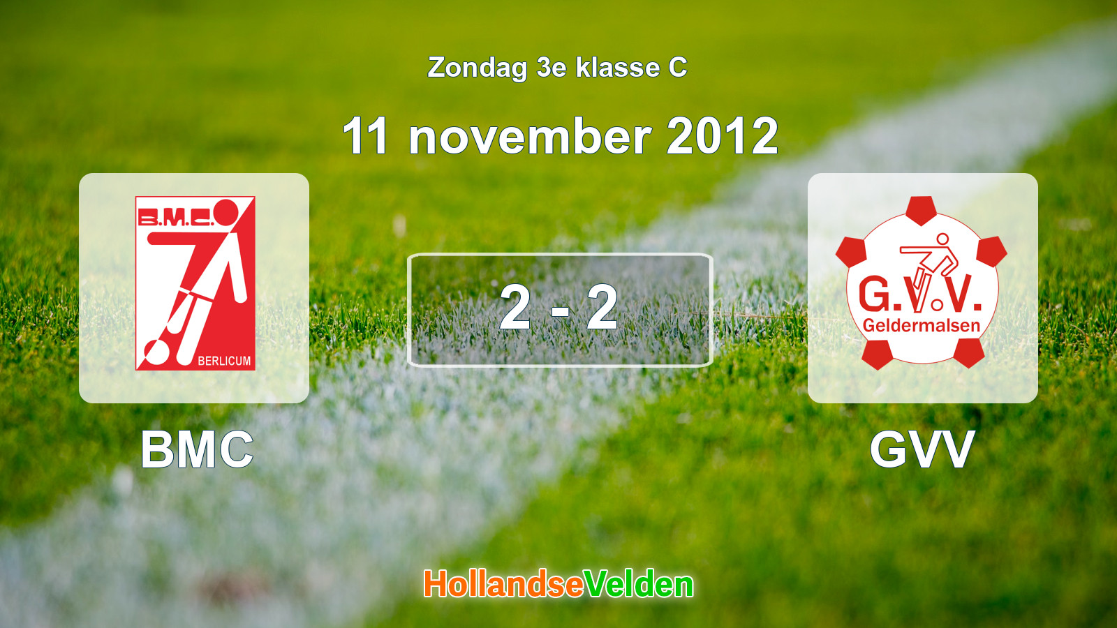 Gespeelde wedstrijd: BMC - GVV 2 - 2 (11 november 2012)
