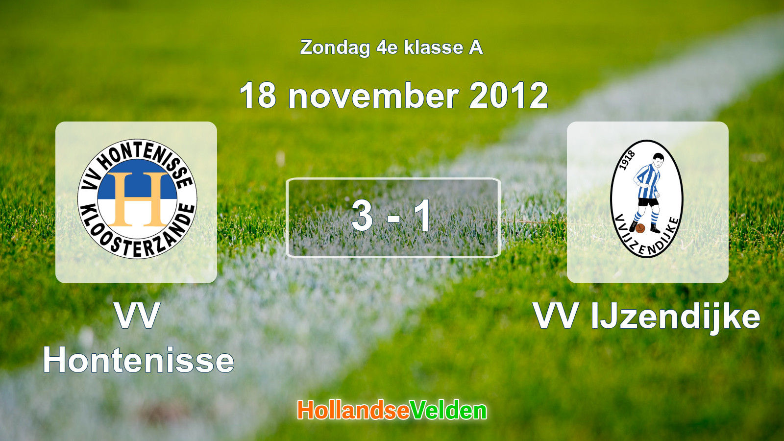 Gespeelde wedstrijd: VV Hontenisse - VV IJzendijke 3 - 1 (18 november 2012)